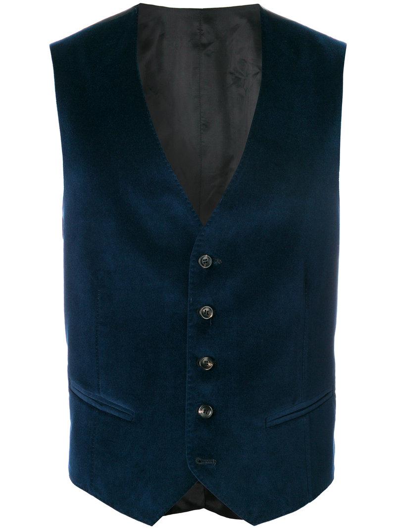 Lyst - Tonello Velvet Waistcoat in Blue for Men