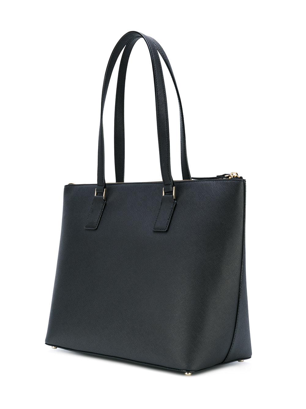 Kate Spade Leather Logo Plaque Tote Bag in Black - Lyst