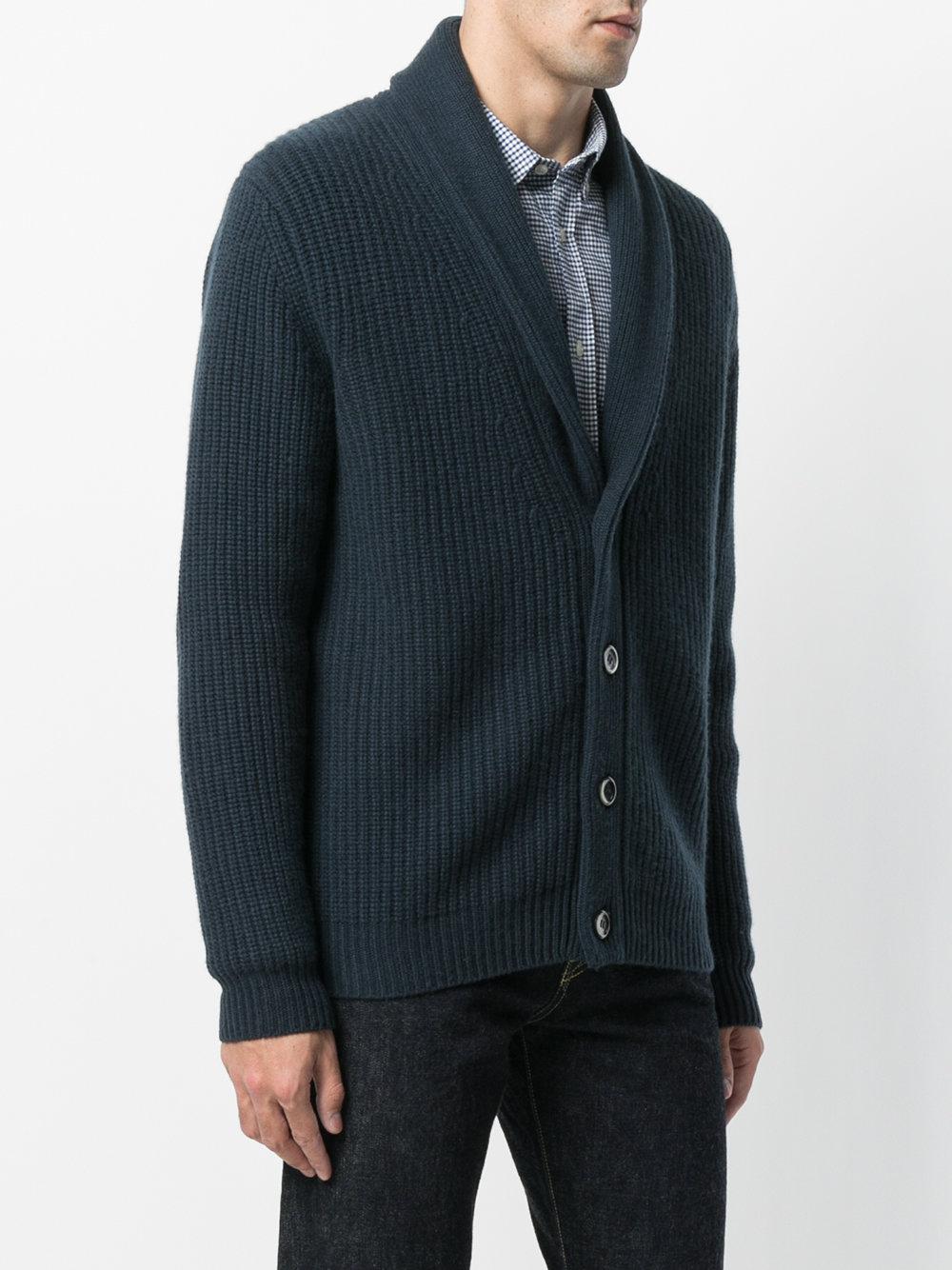 Lyst - N.Peal Cashmere Shawl Collar Cashmere Cardigan in Blue for Men