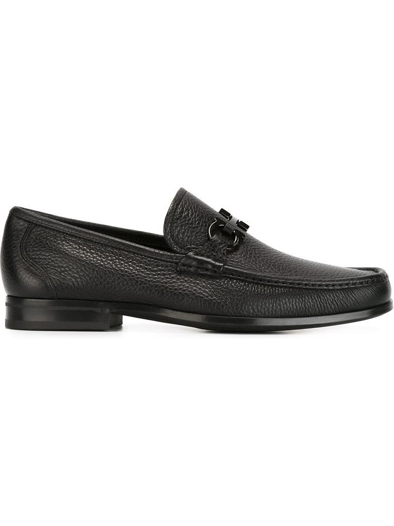 salvatore ferragamo side buckle leather loafers
