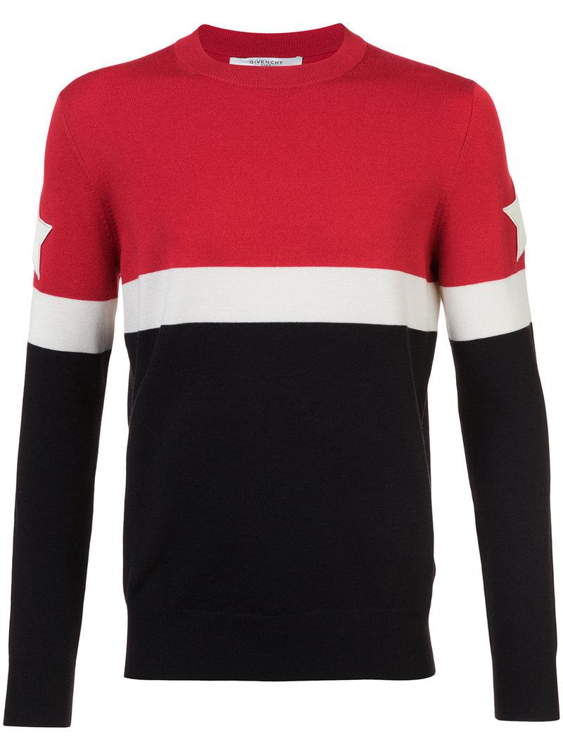 Lyst - Givenchy Star Patch Paneled Jumper in Red for Men