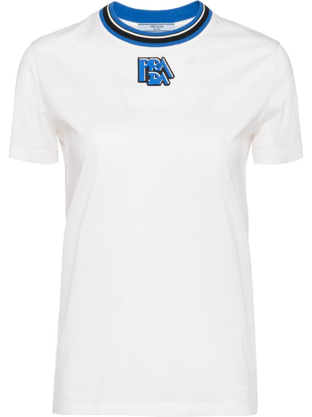 Prada Rubber Logo T-shirt in White - Save 51% - Lyst
