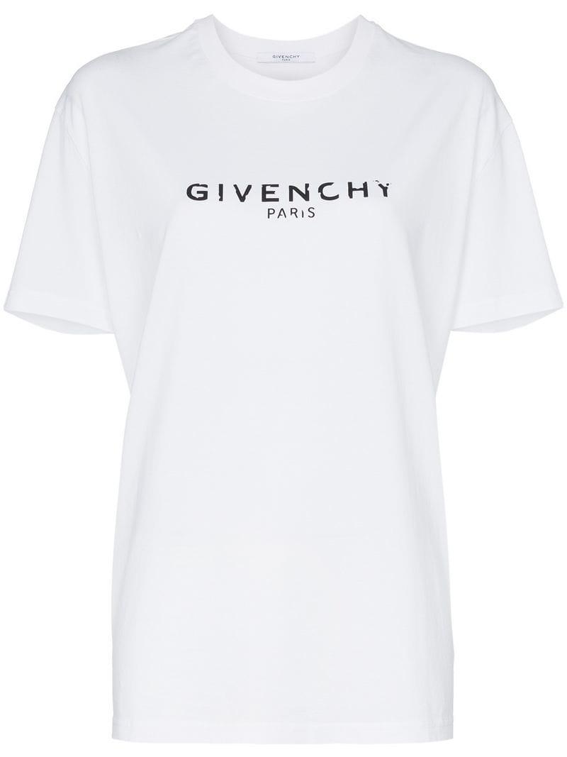 Lyst - Givenchy Oversized Logo Print T-shirt in White - Save 3%