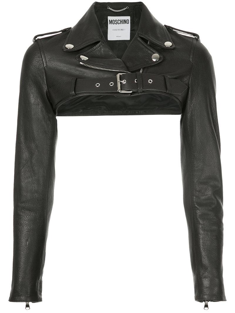 Moschino Cropped Biker Bolero In Black Lyst Moschino Women S Black Cropped Biker Bolero
