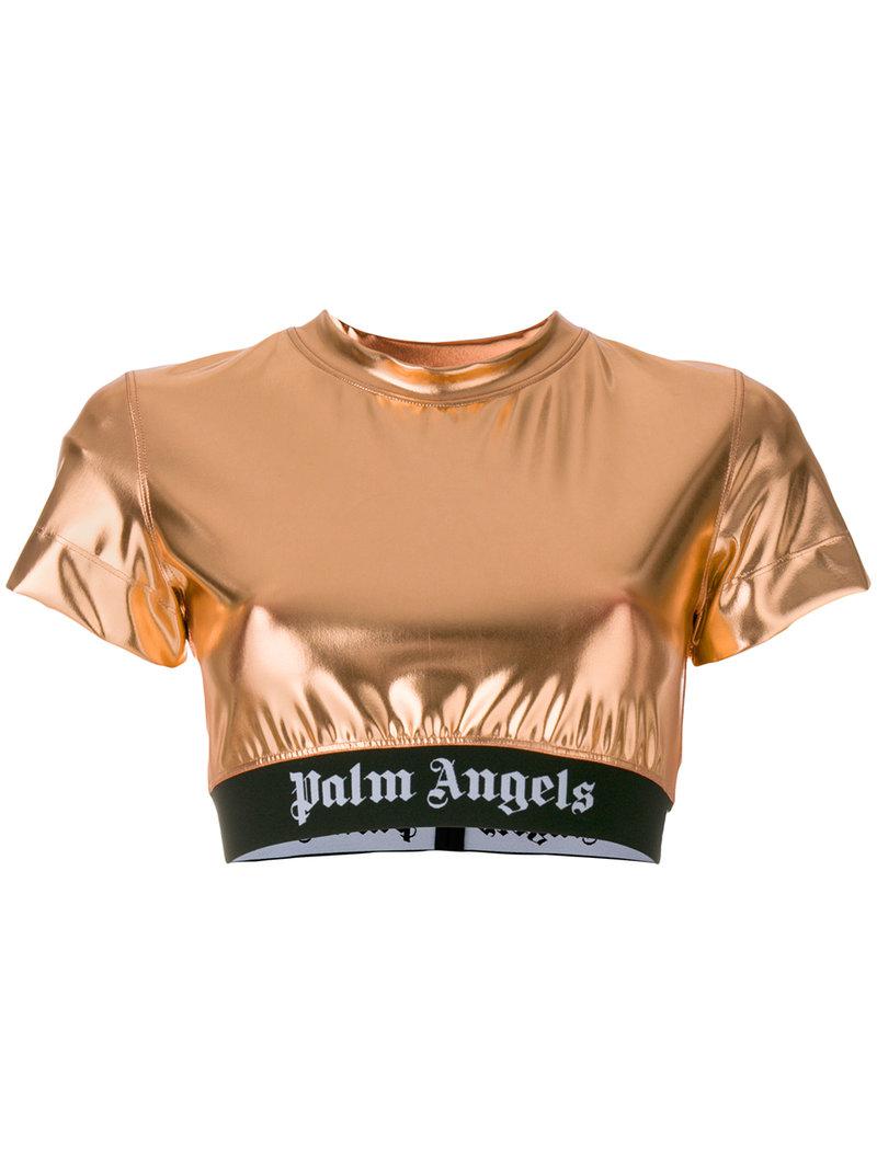 Lyst - Palm Angels Cropped Sequin Top in Metallic