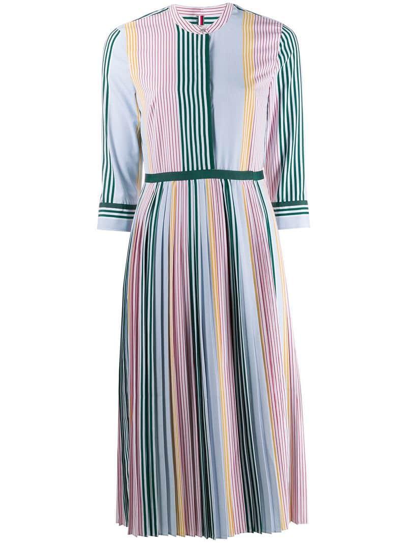 Tommy Hilfiger Fancy Pleated Midi Dress in Green - Lyst