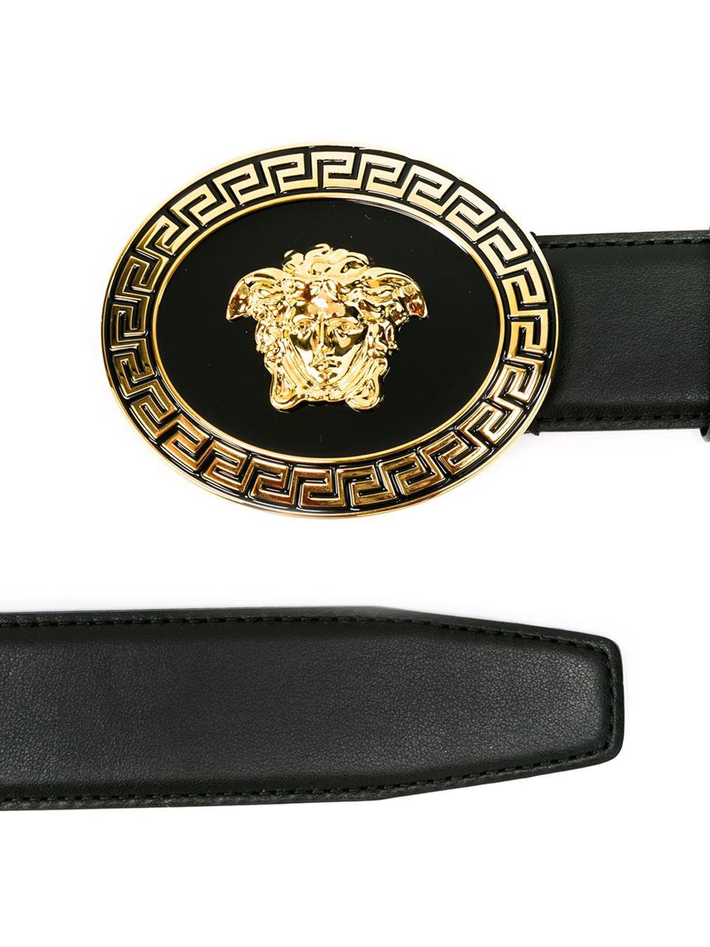 Lyst Versace Medusa Round Buckle Belt Men Calf Leather/metal (other) 95 in Black for Men