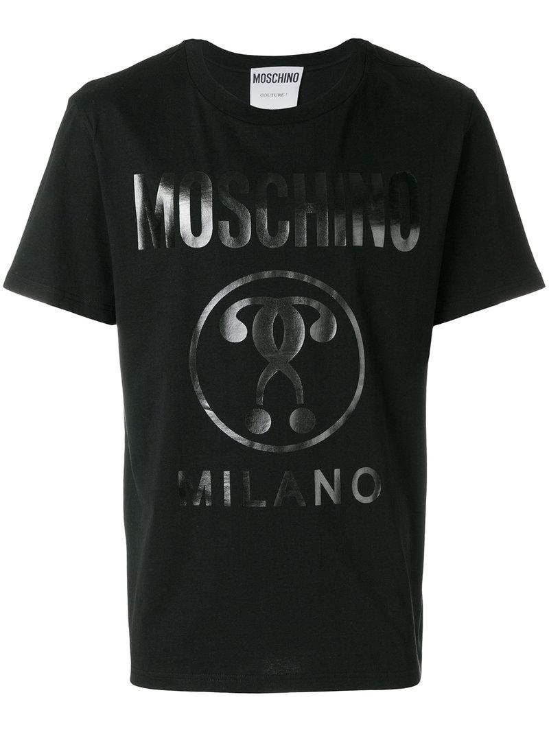 moschino cotton vinyl print t shirt in black for men lyst