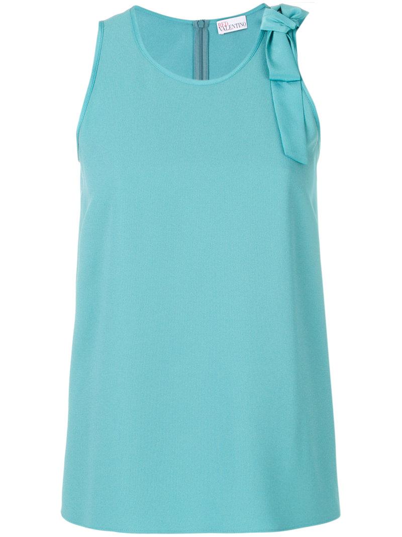 RED Valentino Synthetic Bow Detail Sleeveless Blouse in Blue - Lyst