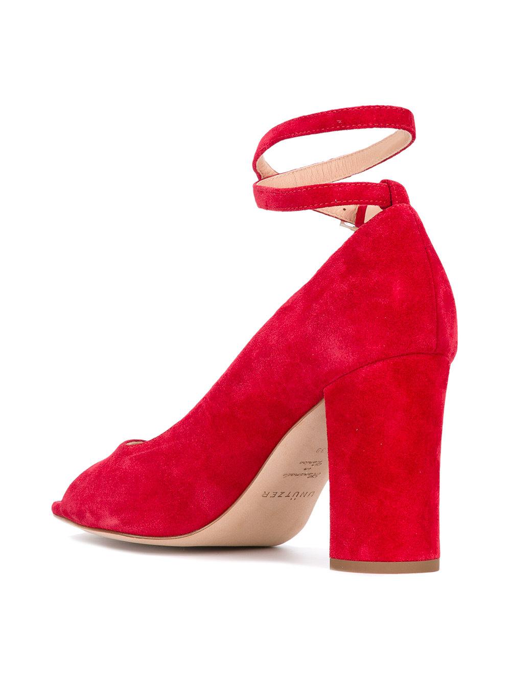 Lyst Untzer Peep Toe Pumps In Red