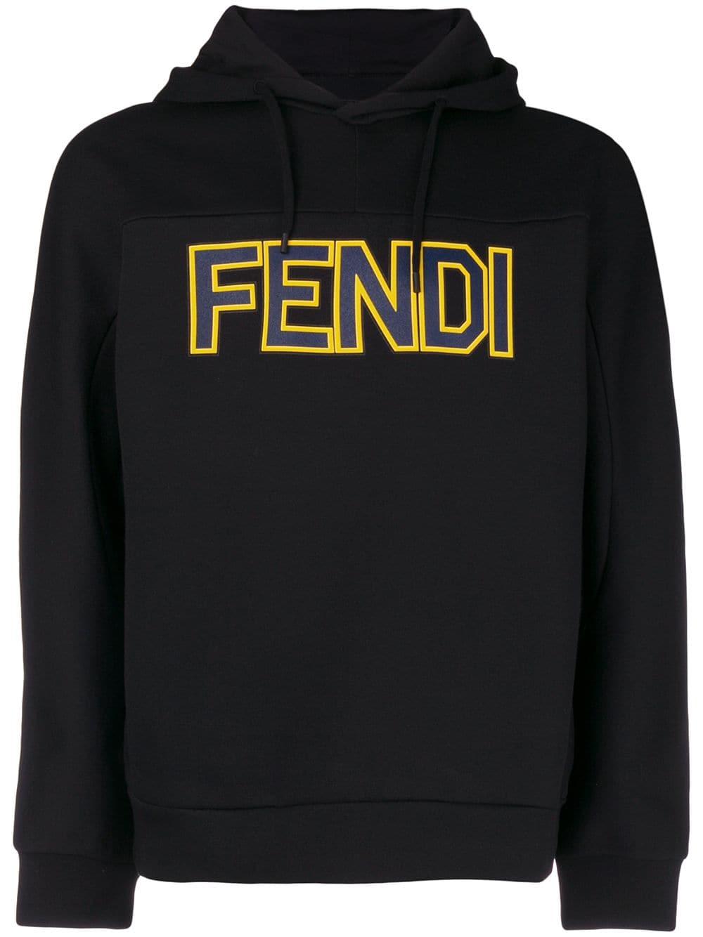 Fendi Cotton Logo Patch Hoodie in Black for Men - Save 60% - Lyst