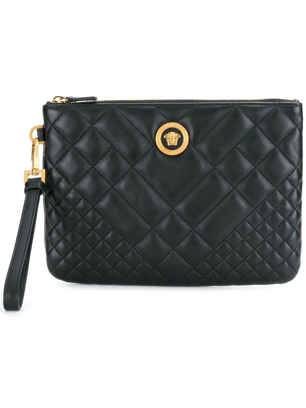 Versace Leather Quilted Medusa Clutch in Black - Lyst
