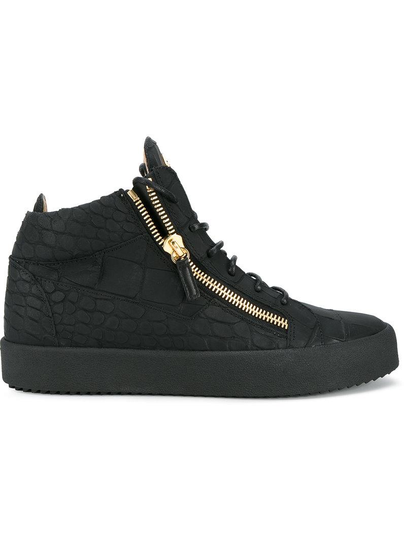 Giuseppe Zanotti Crocodile-embossed High-top Sneakers in Black for Men ...