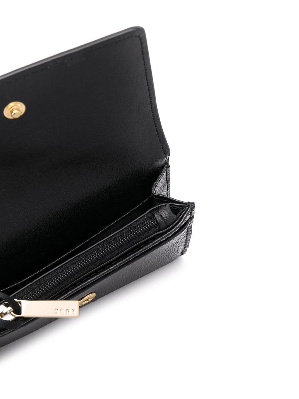 DKNY Leather Foldover Wallet in Black - Lyst