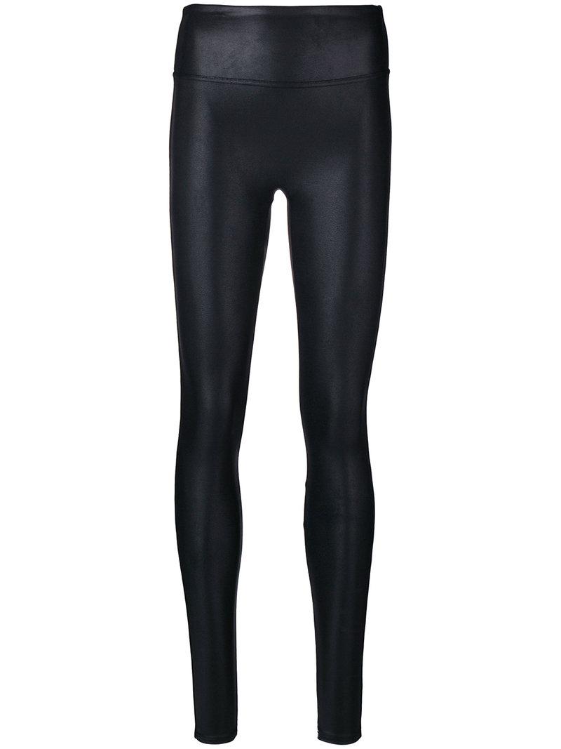 Lyst - Spanx Shiny Slim-fit Leggings in Black