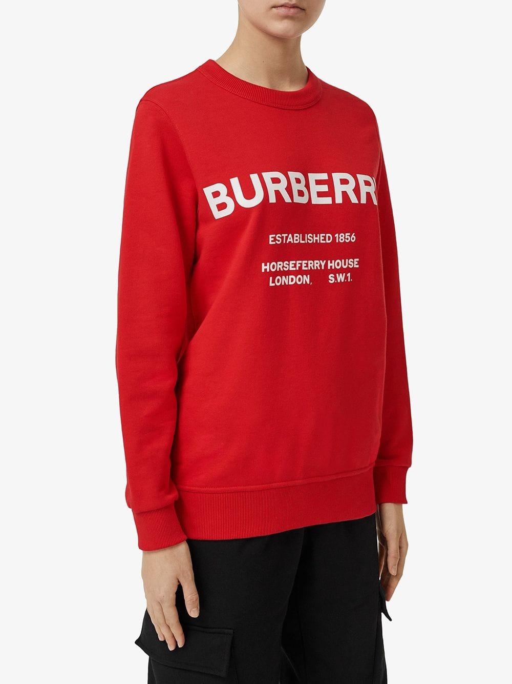 Burberry Horseferry Print Cotton Sweatshirt in Red - Lyst