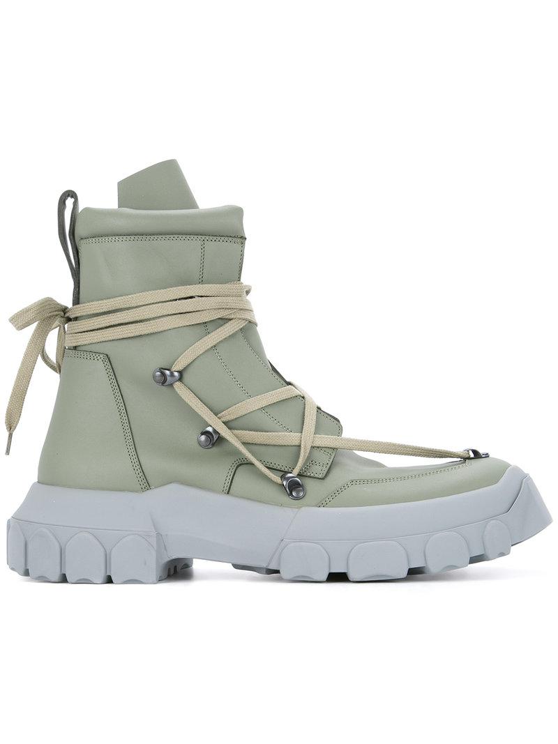 Rick Owens Lace-up Hiking Boots in Green for Men - Lyst