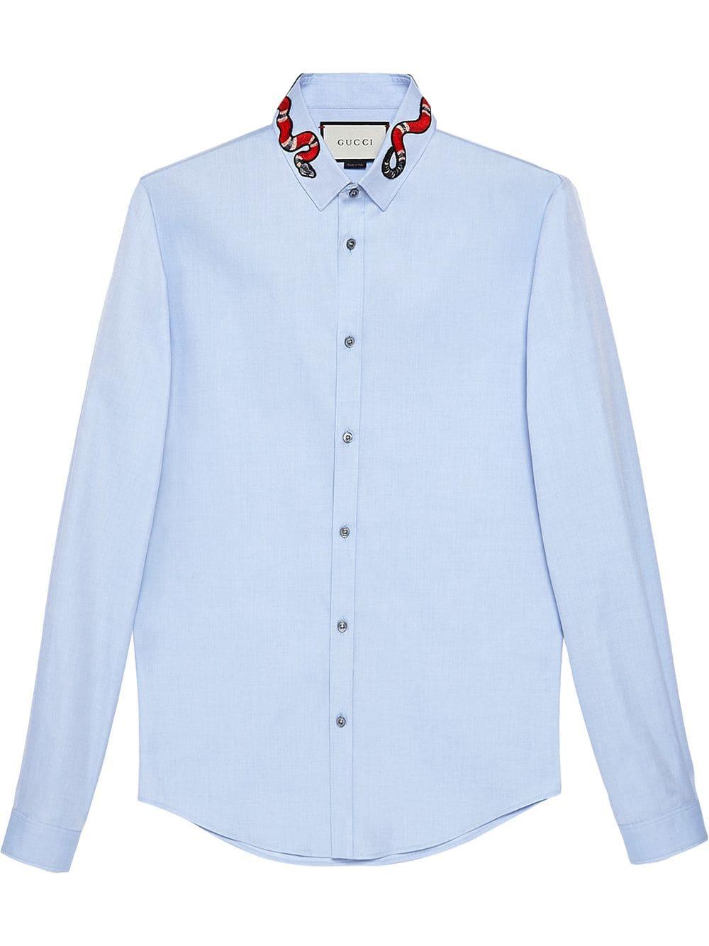 Gucci Cotton Oxford Duke Shirt With Kingsnake in Blue for Men - Save 4% ...