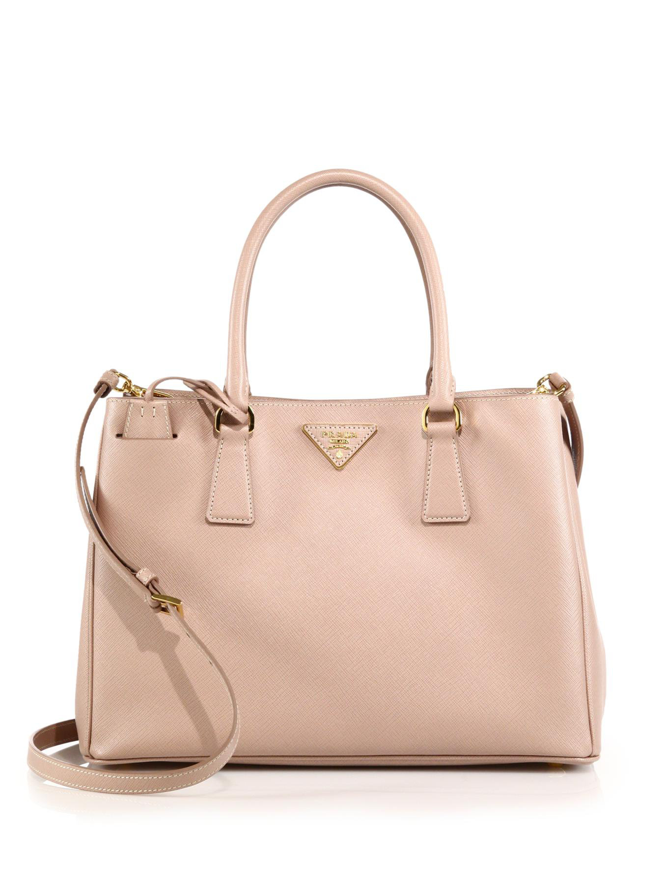 Prada Ostrich Double-zip Tote in Pink (begonia) | Lyst  