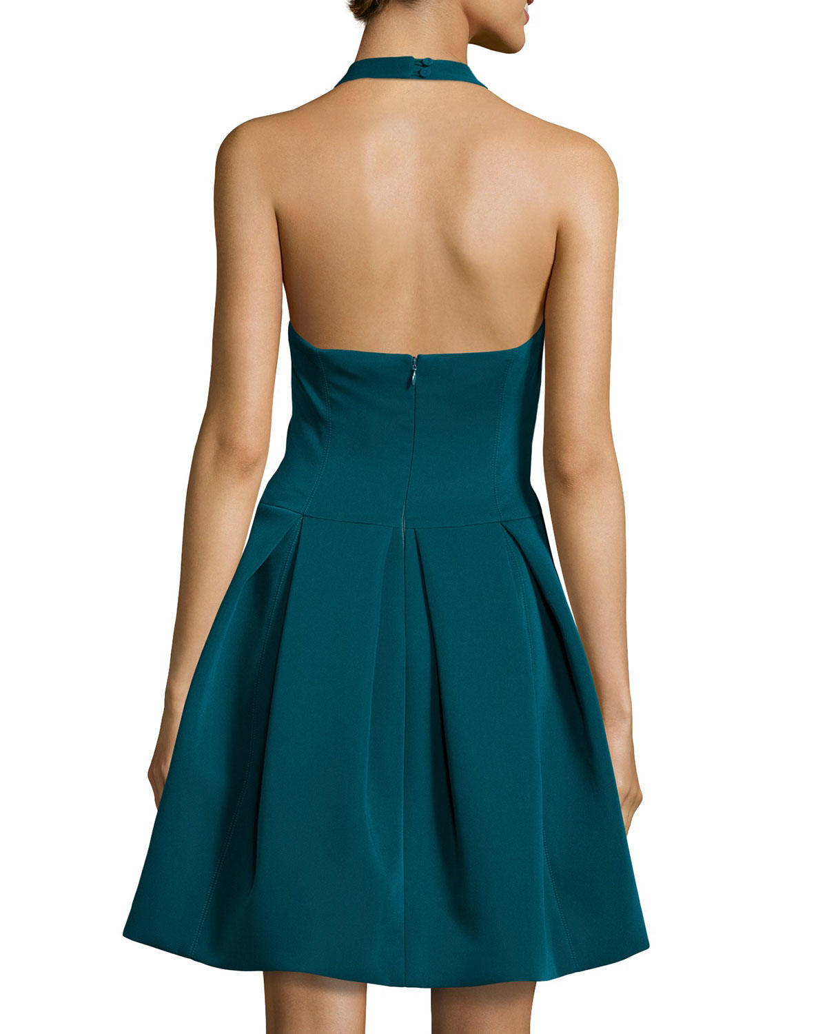 Halston Halter Full-skirt Cocktail Dress in Blue  Lyst
