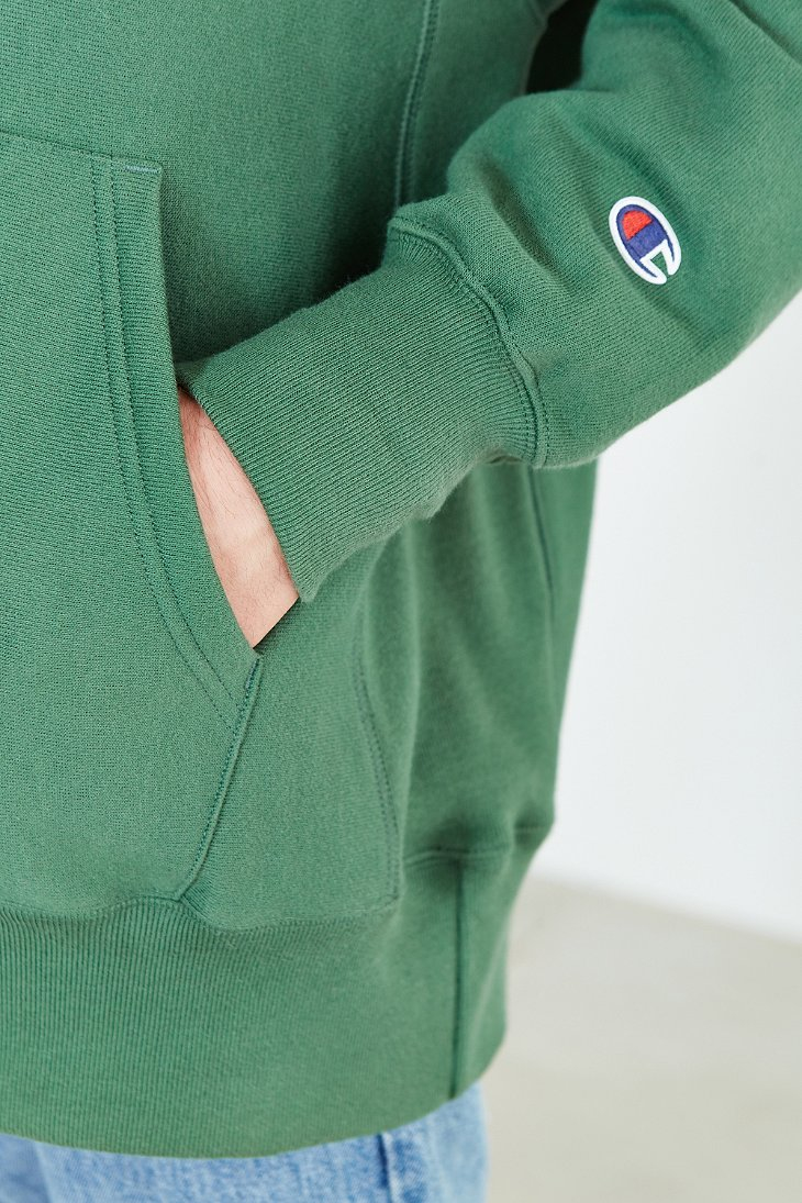 Lyst - Champion Script Reverse Weave Hoodie Sweatshirt in Green for Men