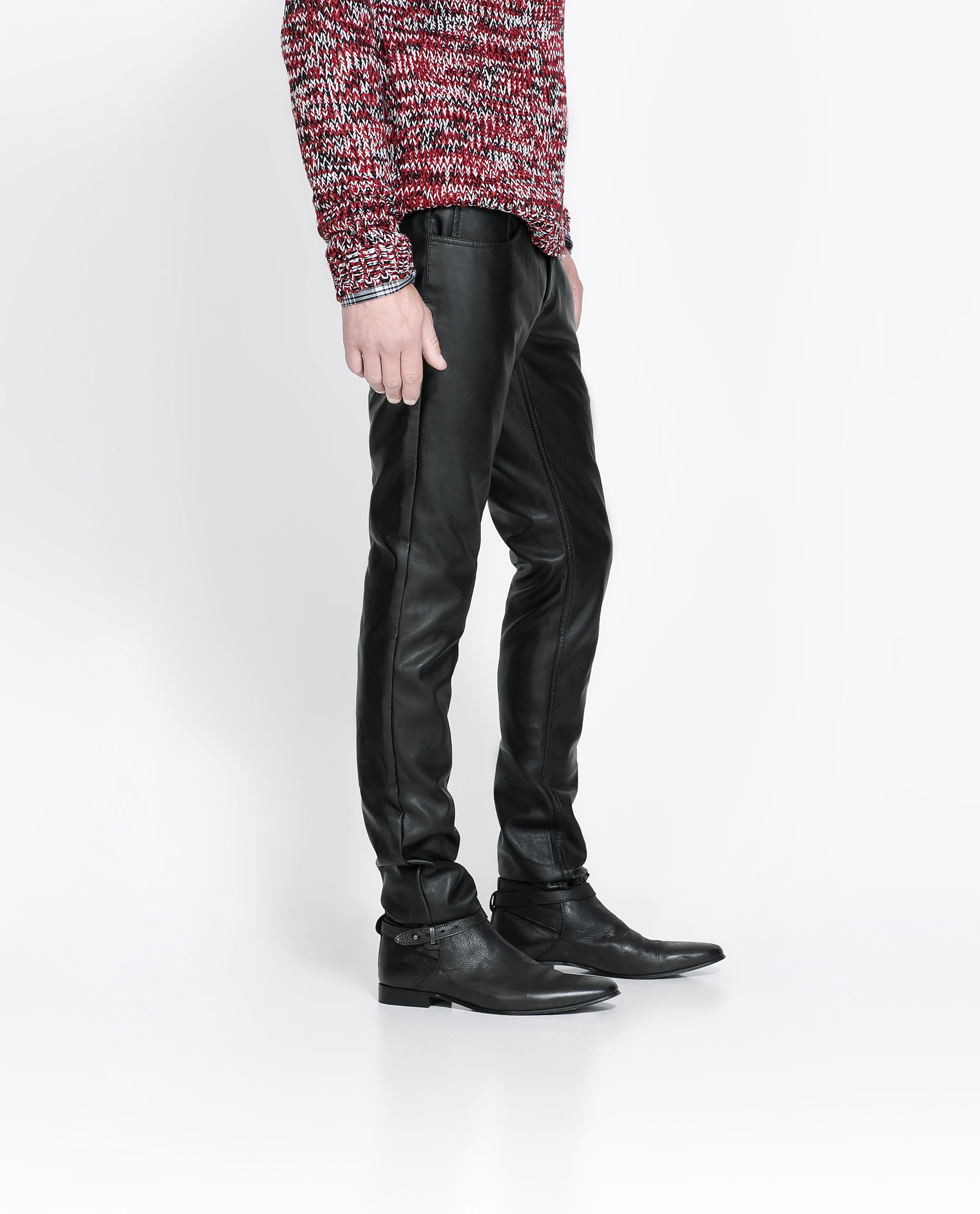 Zara Faux Leather Trousers In Black For Men Lyst