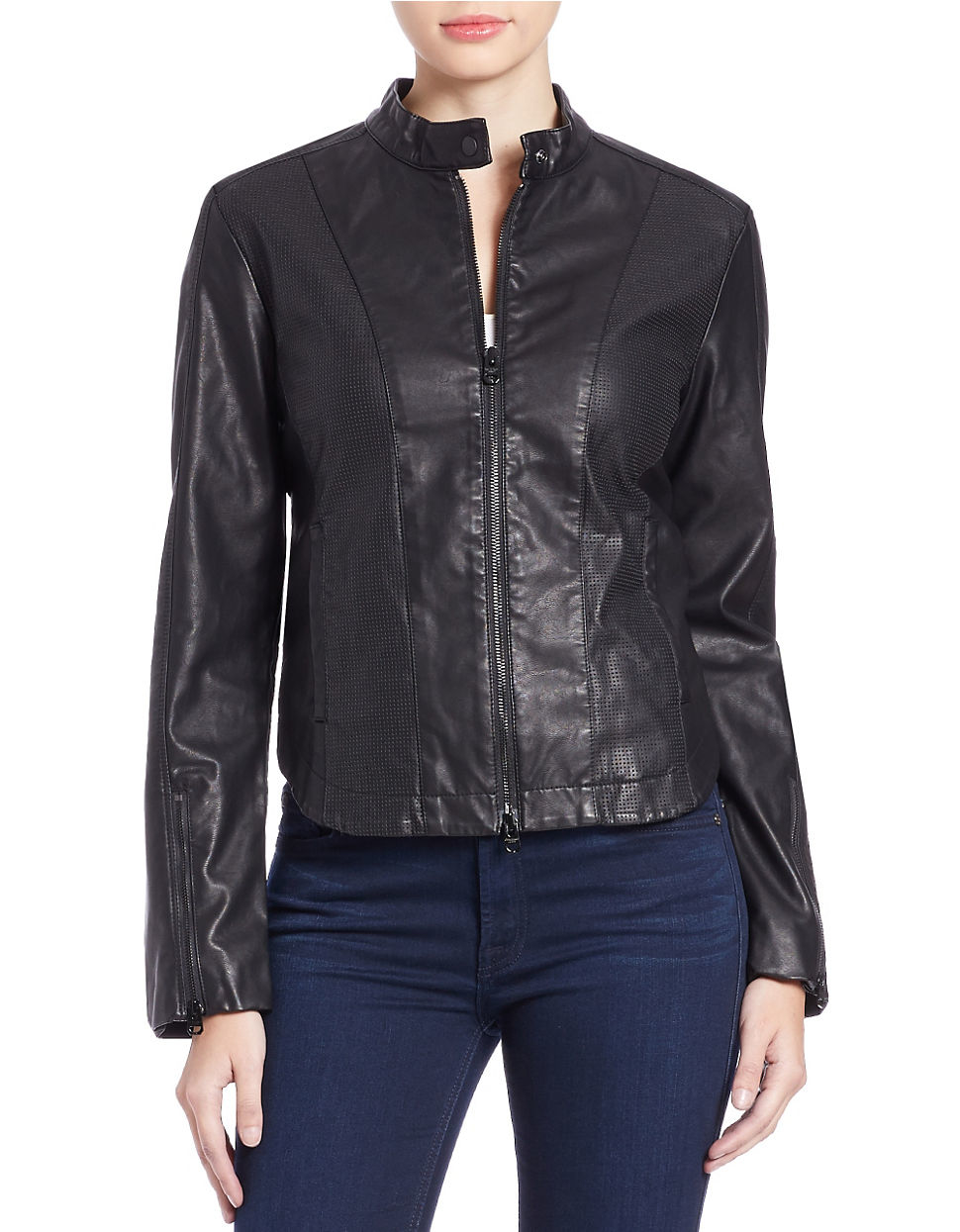 Calvin Klein Jeans Faux Leather Moto Jacket In Black Lyst Gallery