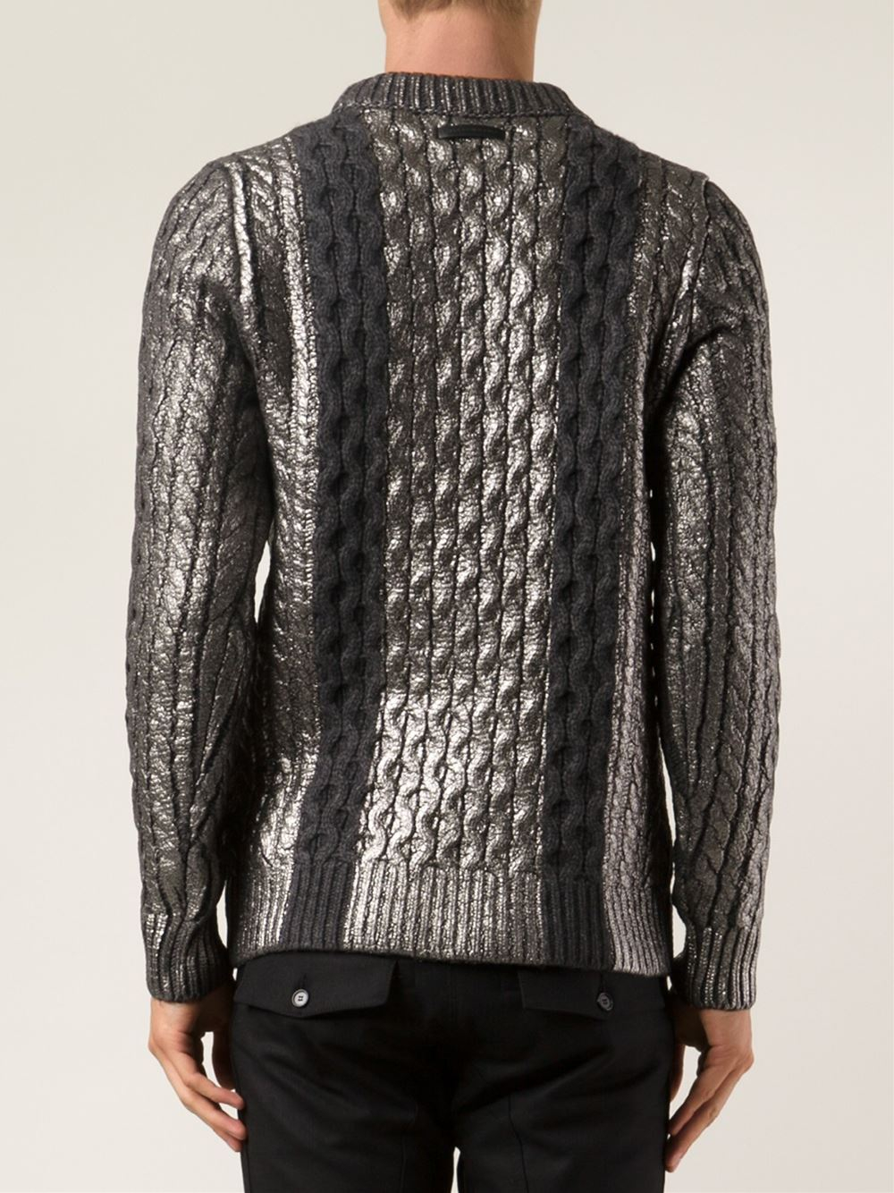 Diesel Black Gold Metallic Sweater in Gray for Men - Lyst