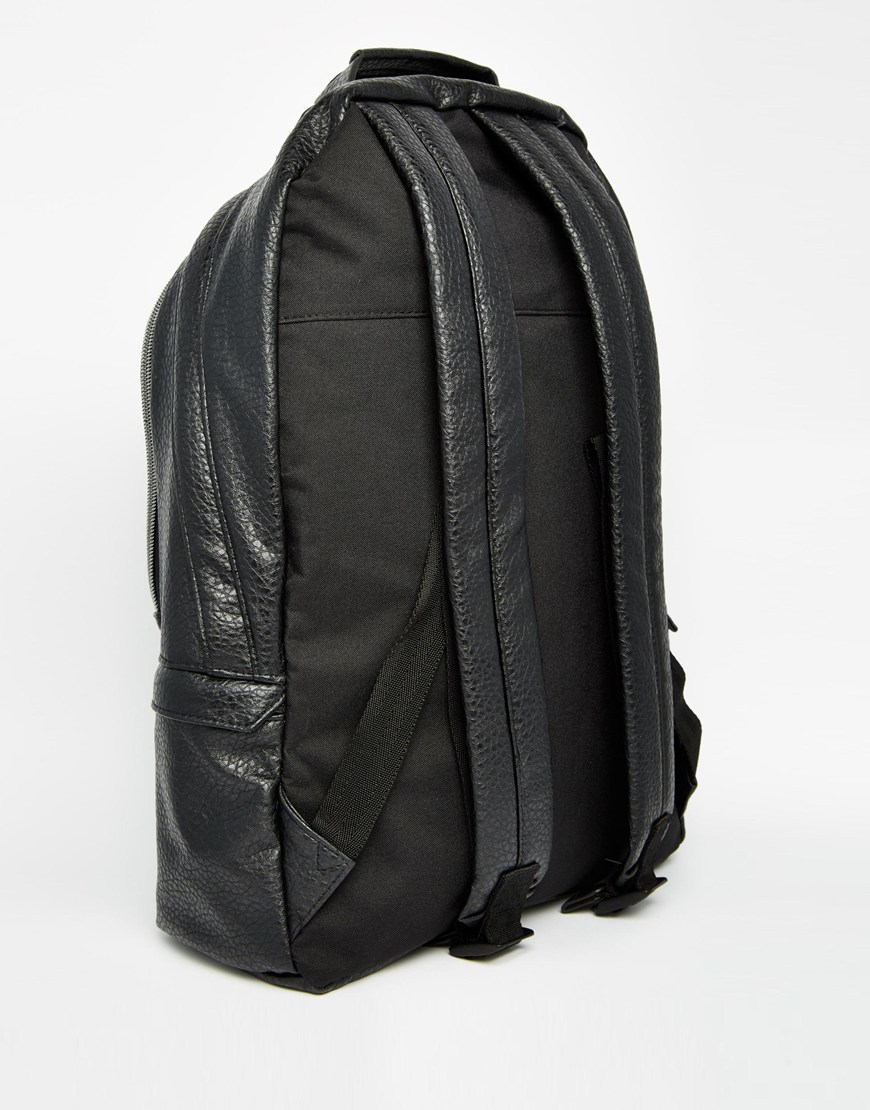ASOS Backpack In Black Faux Leather With Zip Detail in Black for Men - Lyst