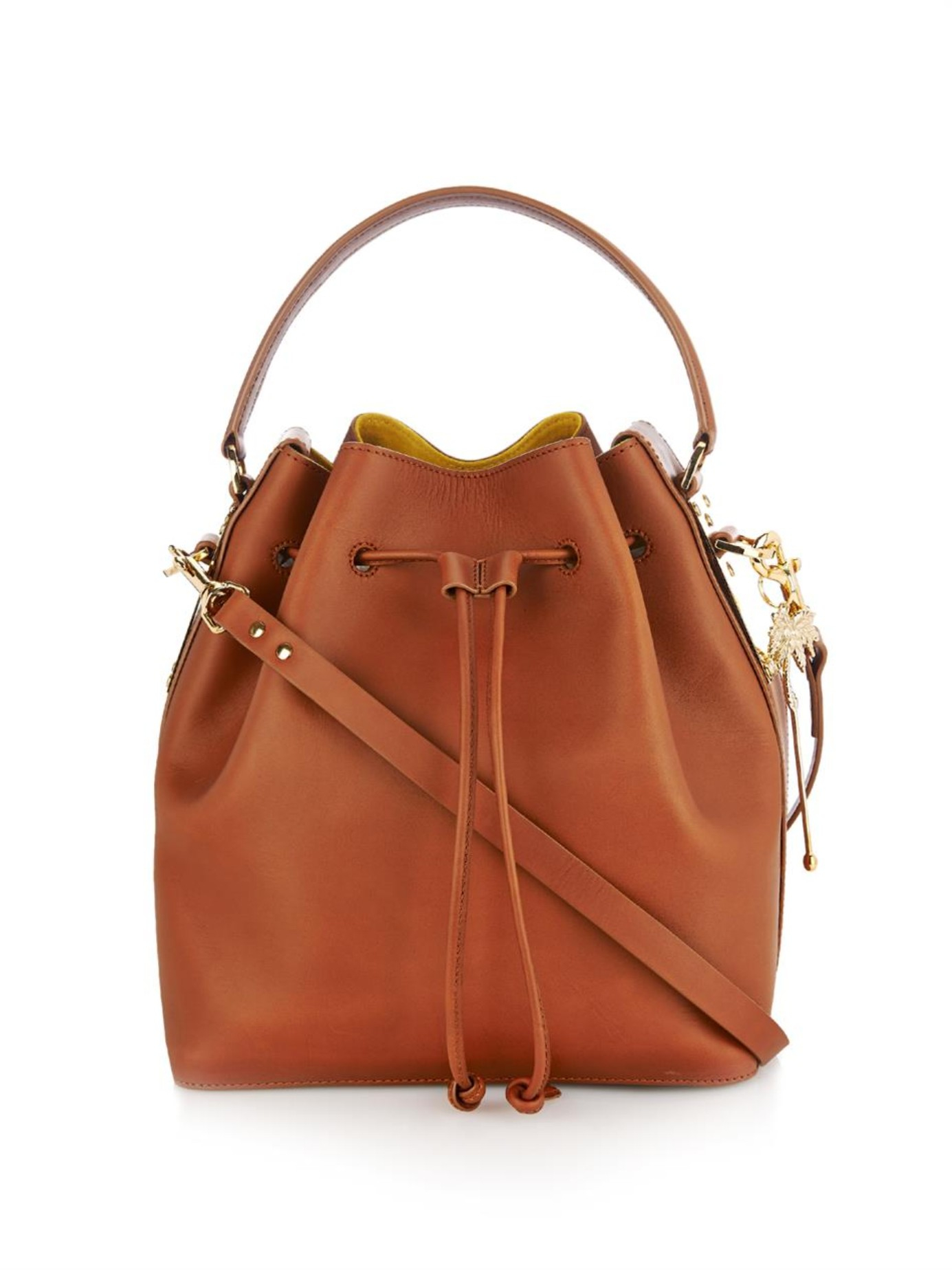 Lyst - Sophie Hulme Drawstring Leather Bucket Bag in Brown