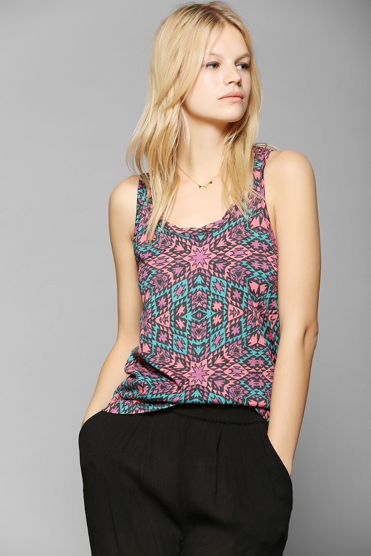 Urban Outfitters Uo Graphic Twistneck Racerback Tank Top in Pink | Lyst