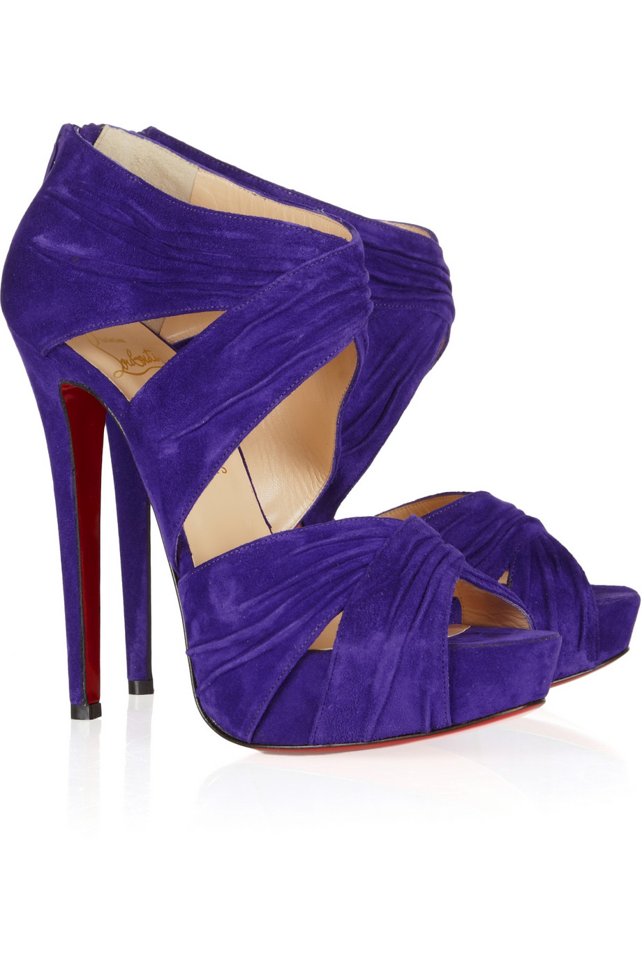 replica louboutin shoes for sale - Christian louboutin Bandra 140 Ruched Suede Sandals in Purple ...