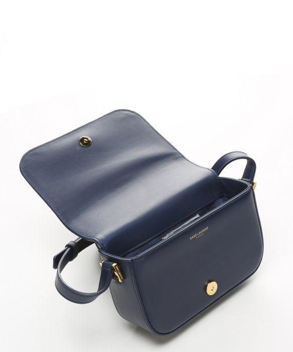 Lyst - Saint Laurent Marine Blue Leather &#39;Ysl&#39; Logo Mini Crossbody Bag in Blue