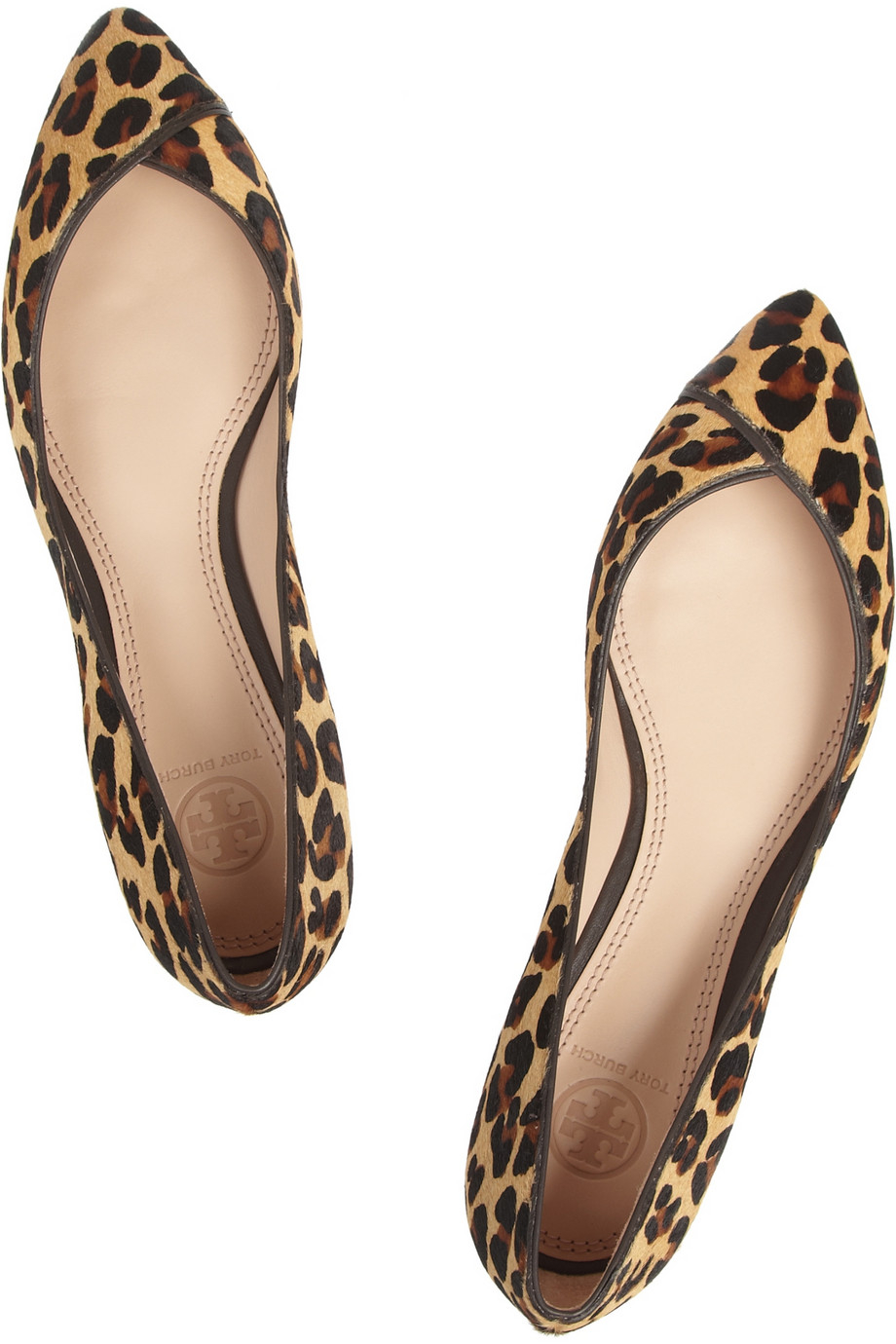 Tory burch Nicki Leopard-Print Calf Hair Point-Toe Flats | Lyst