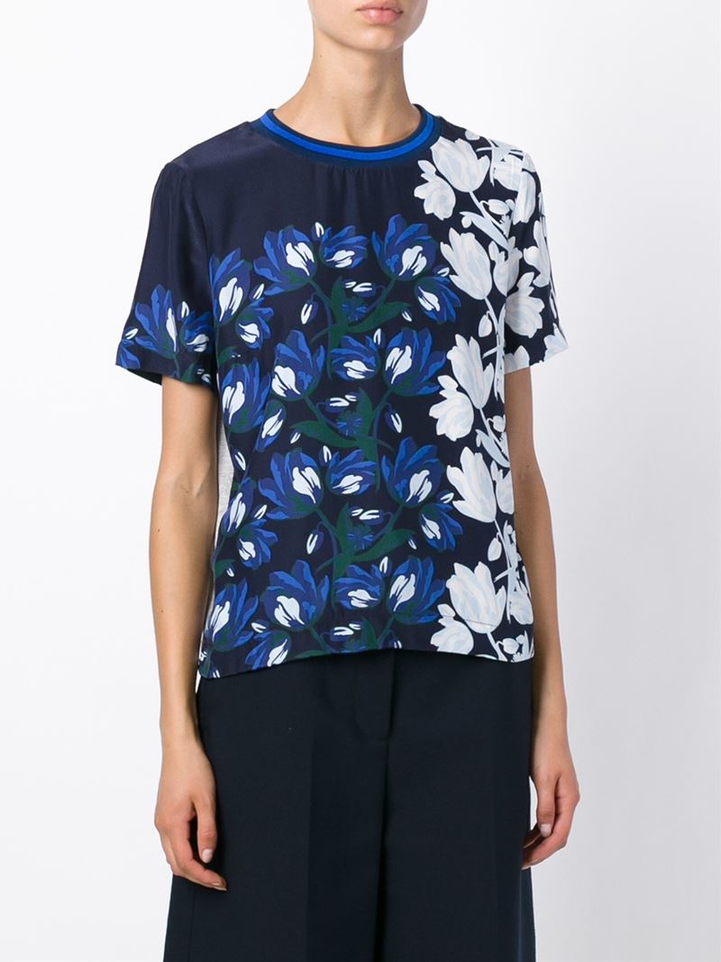 Lyst - Mother Of Pearl Tulip Print T-shirt in Blue