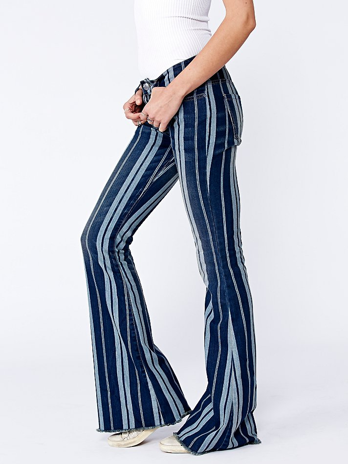 stripe flare trousers