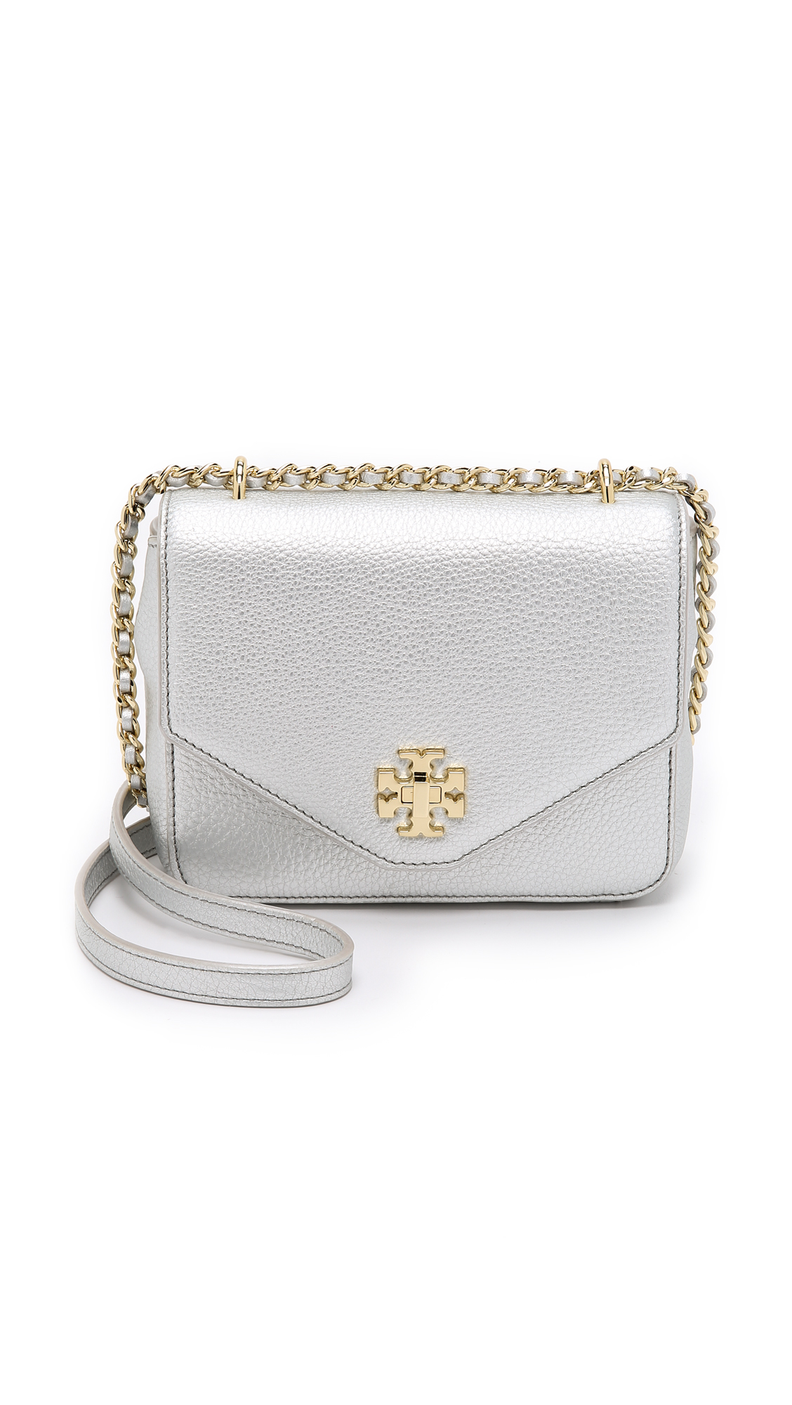 Lyst - Tory Burch Kira Metallic Mini Chain Cross Body Bag - Soft Silver in Metallic