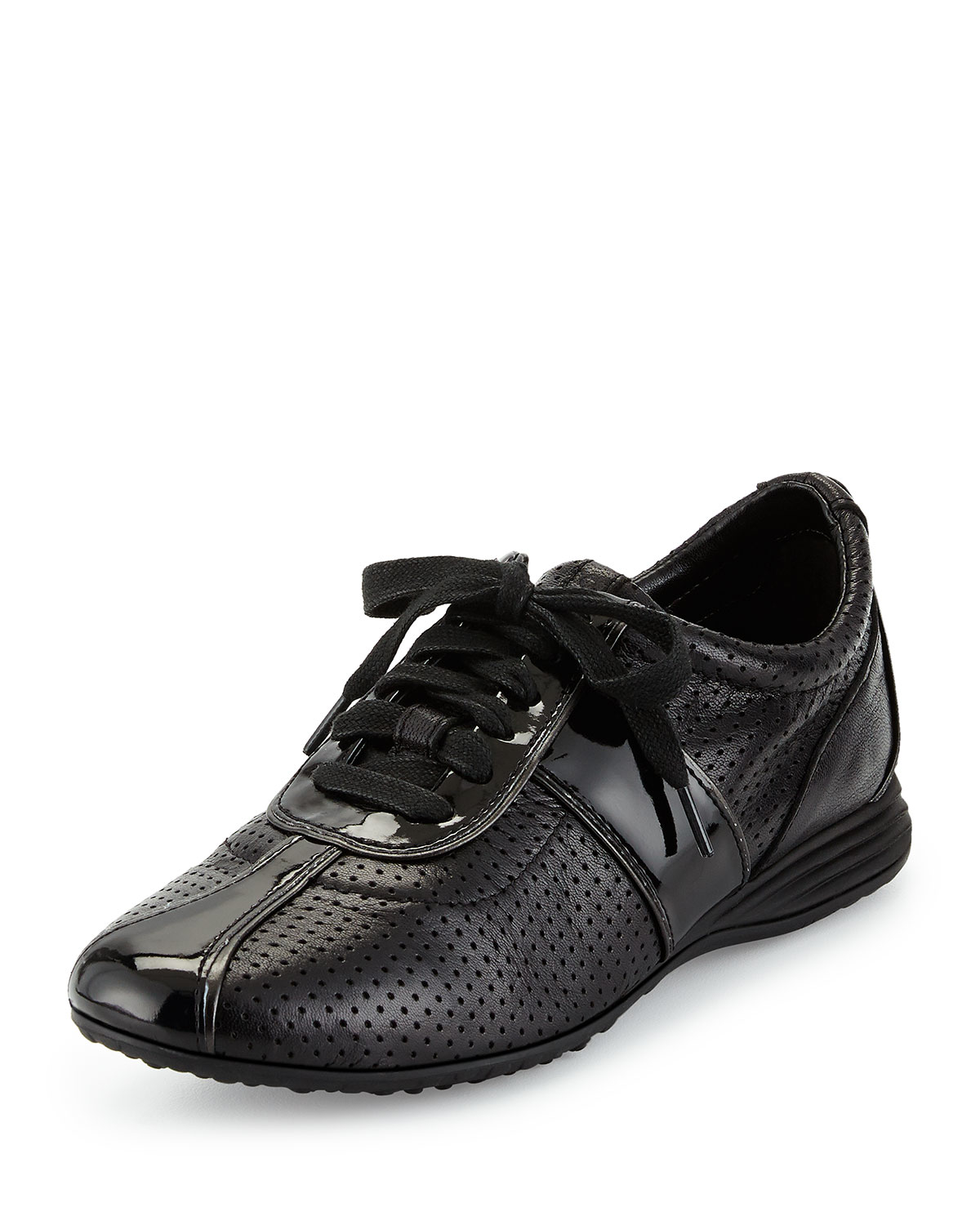 Cole haan Bria Perforated Leather Sneaker in Black - Save 50% | Lyst