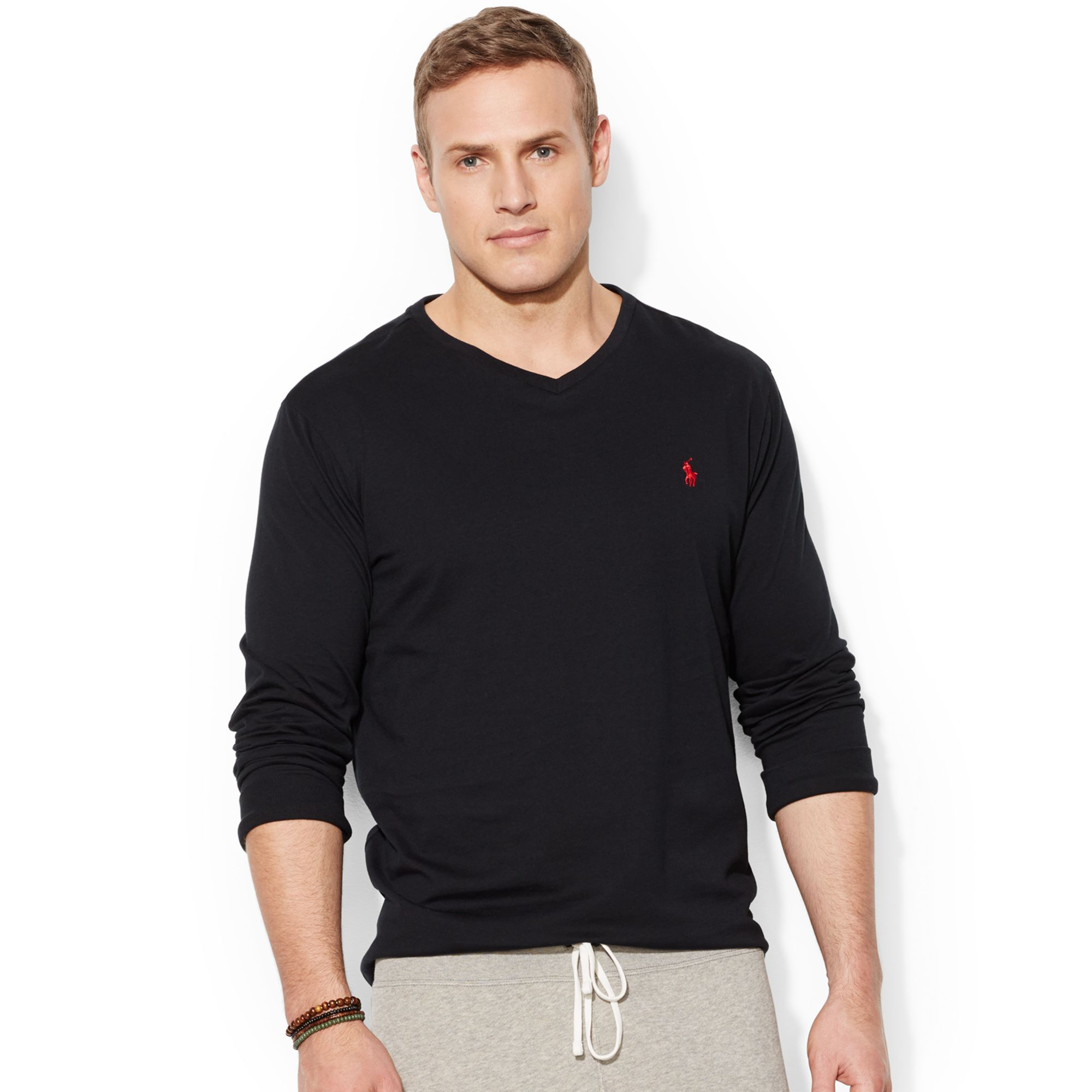 Polo Ralph Lauren Big And Tall Long-Sleeve V-Neck T-Shirt in Black for ... Tall Long Sleeve T Shirts Mens