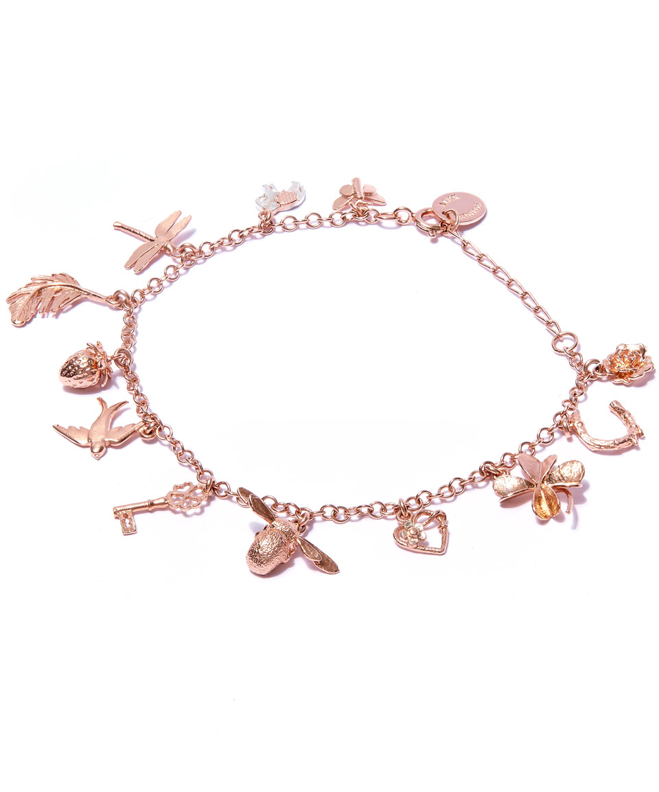 Alex Monroe Rose Gold Plated Greatest Hits Baby Charm Bracelet In Gallery