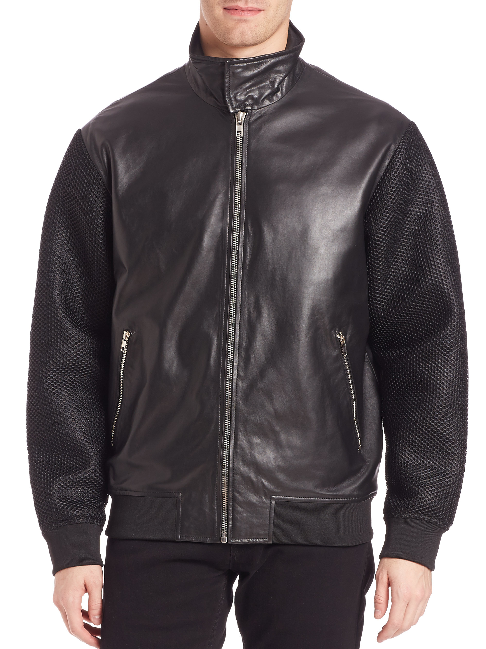 Lyst - Mcq Harrington Leather Jacket in Black for Men