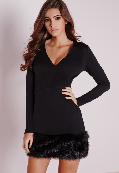 gown with fur trim