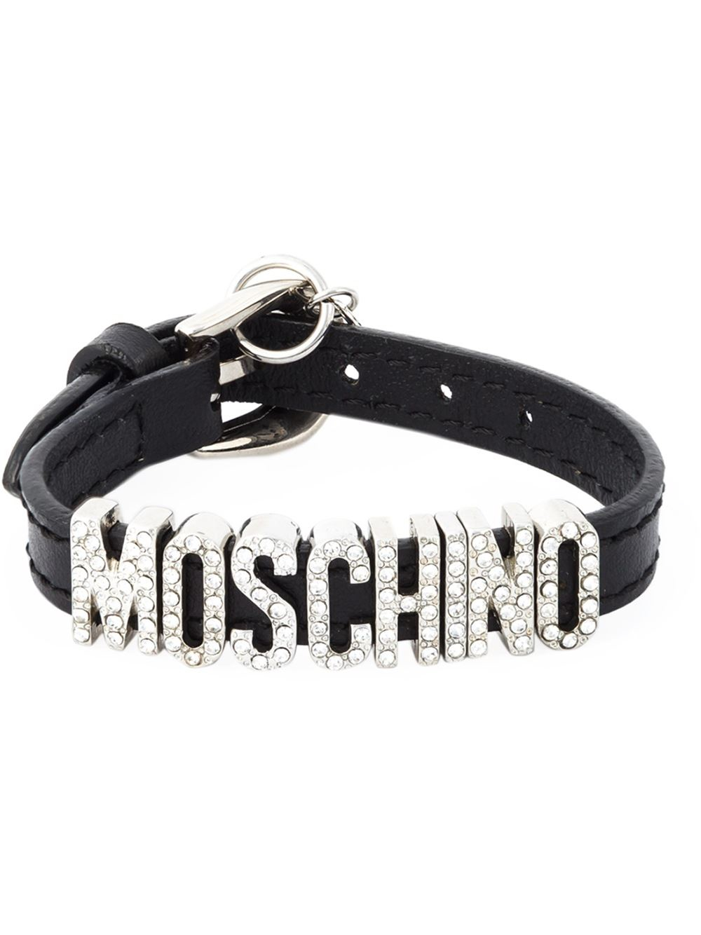 Lyst - Moschino Logo Plaque Bracelet in Black