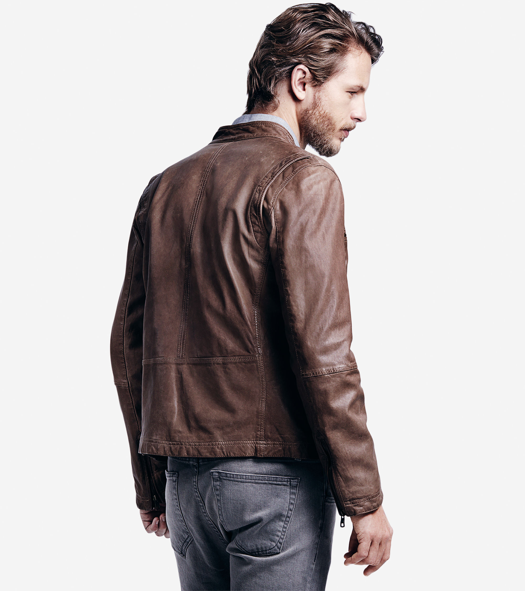 Lyst Cole Haan Vintage Lamb Moto Jacket In Brown For Men Gallery