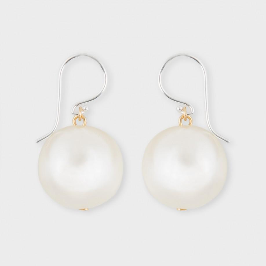 Lyst Paul Smith Sterling Silver Pearl Drop Earrings In Metallic Gallery