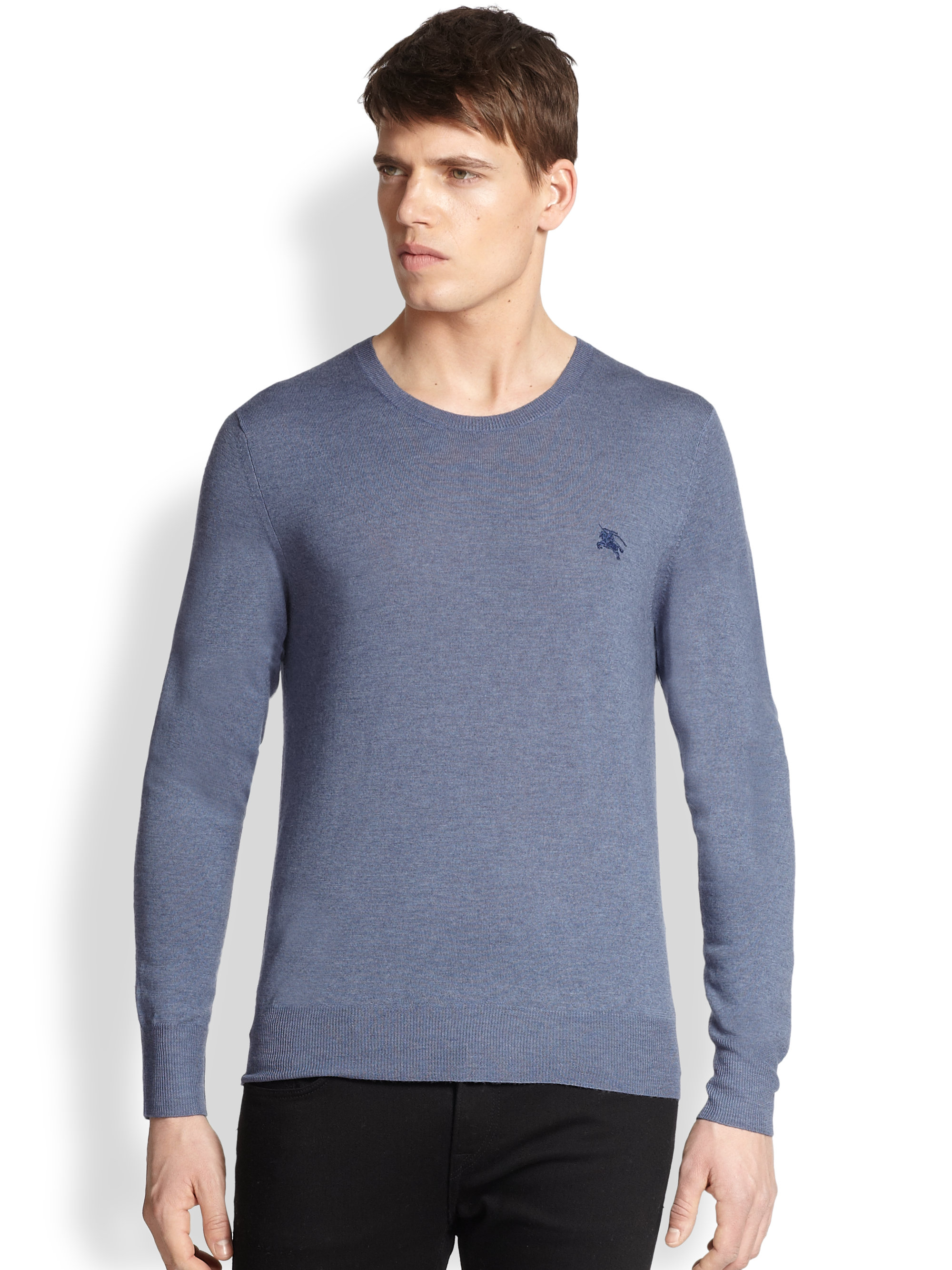 Burberry Brit Bakefield Wool Crewneck Sweater in Blue for Men (NAVY) | Lyst