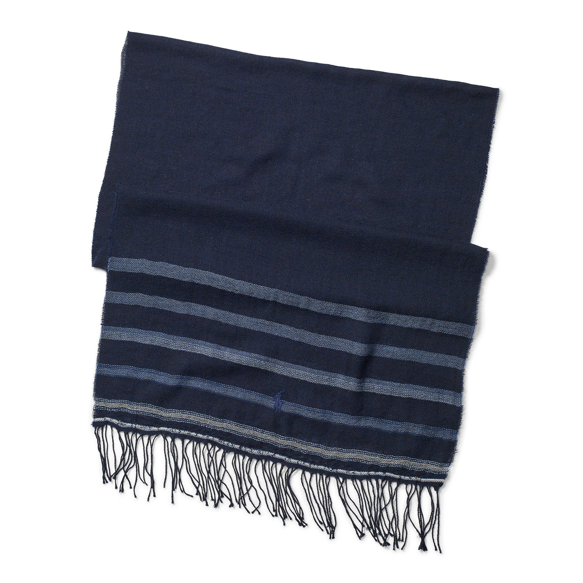 Lyst - Polo Ralph Lauren Lightweight Striped Wool Scarf in Blue for Men