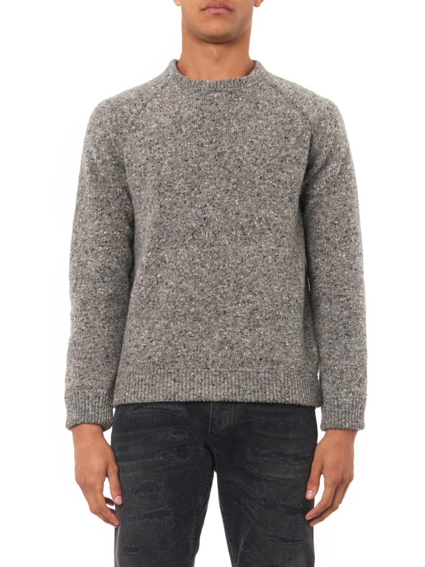 Valentino Salt And Pepper-knit Sweater in Gray for Men | Lyst