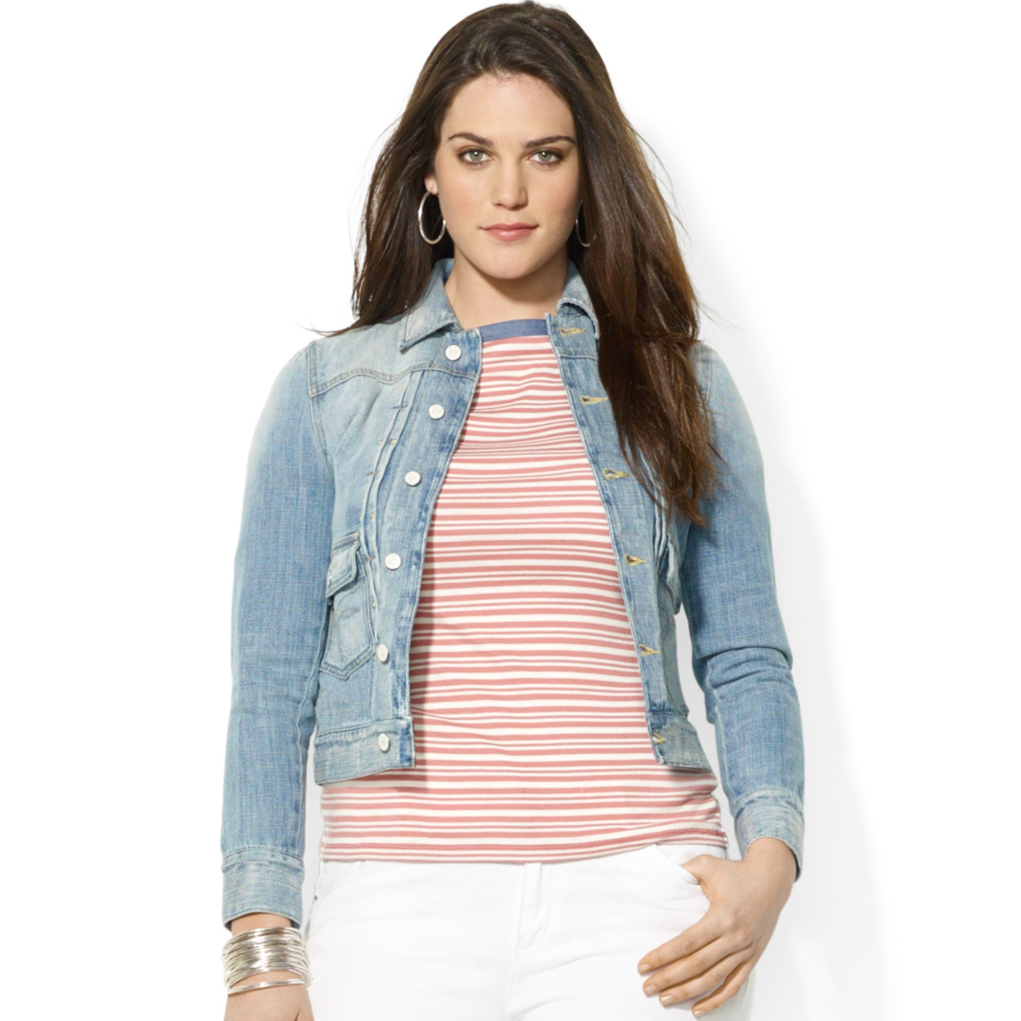 Lauren by ralph lauren Lauren Jeans Co Plus Size Buttonfront Denim Jacket in Blue Lyst