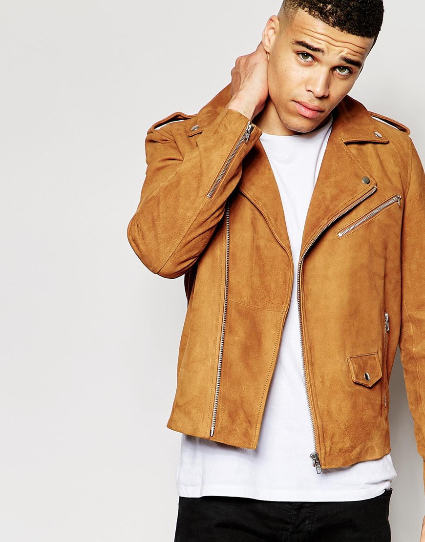 Asos Suede Biker Jacket With Fringing In Brown For Men Lyst Gallery